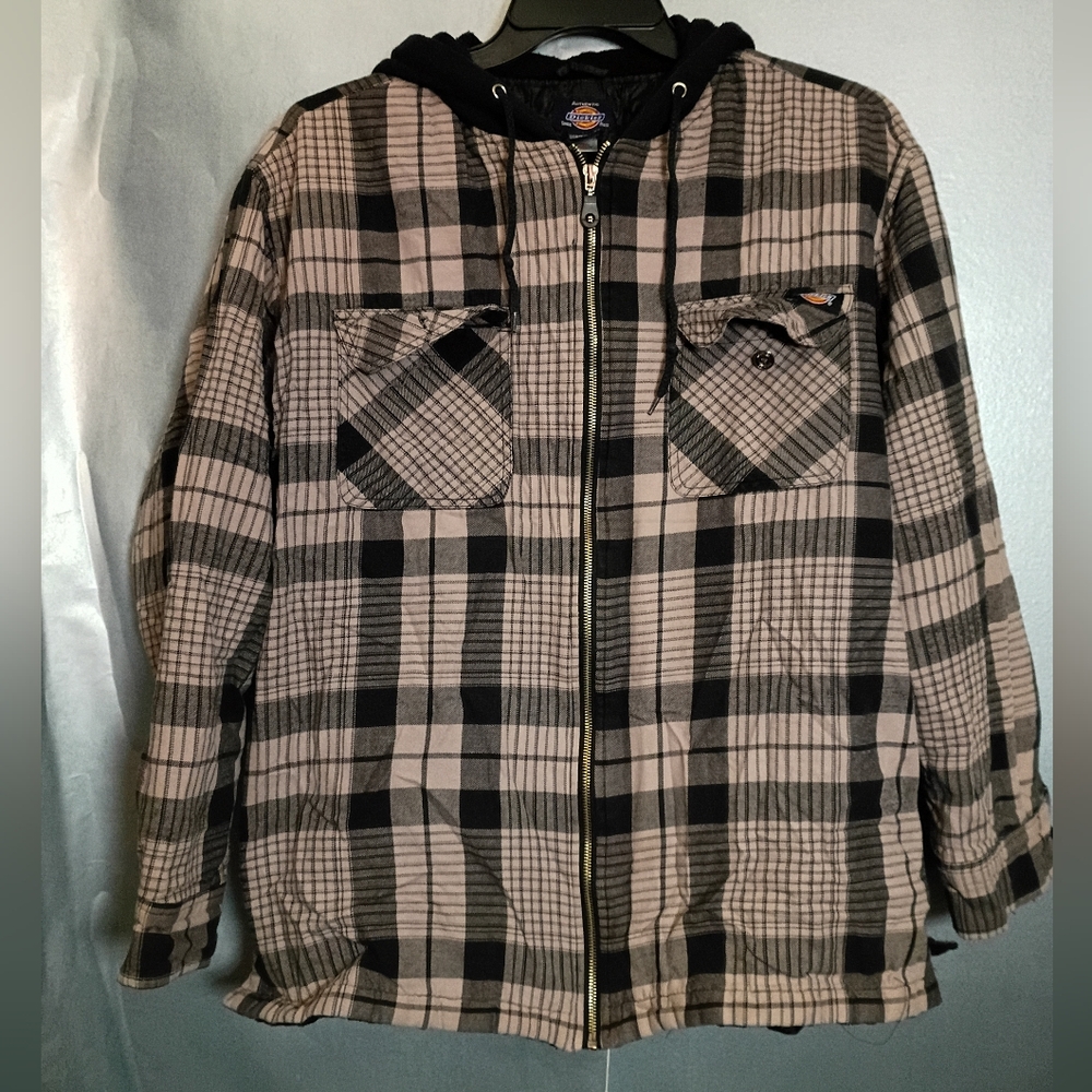 Dickies Tan and Black Checkered Shirt Jacket